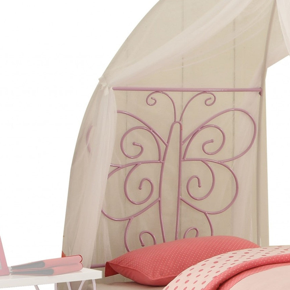 Purple and White Canopy Bed Frame