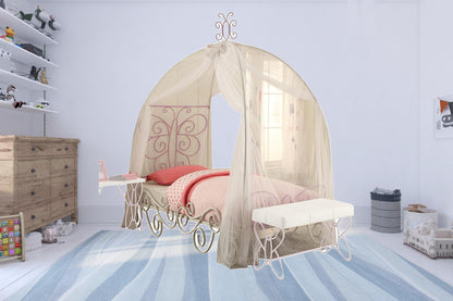 Purple and White Canopy Bed Frame