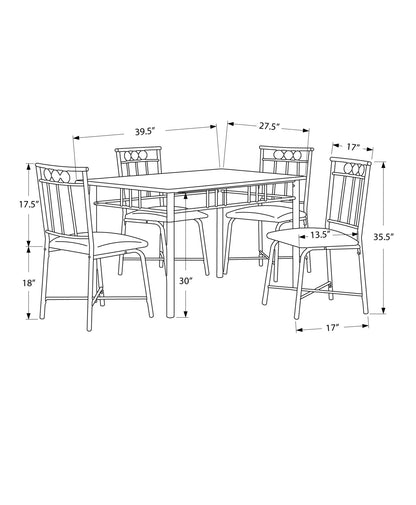 61.5" X 73.5" X 101" Black Metal Foam Polyurethane Leather Look Polyes  5Pcs Dining Set