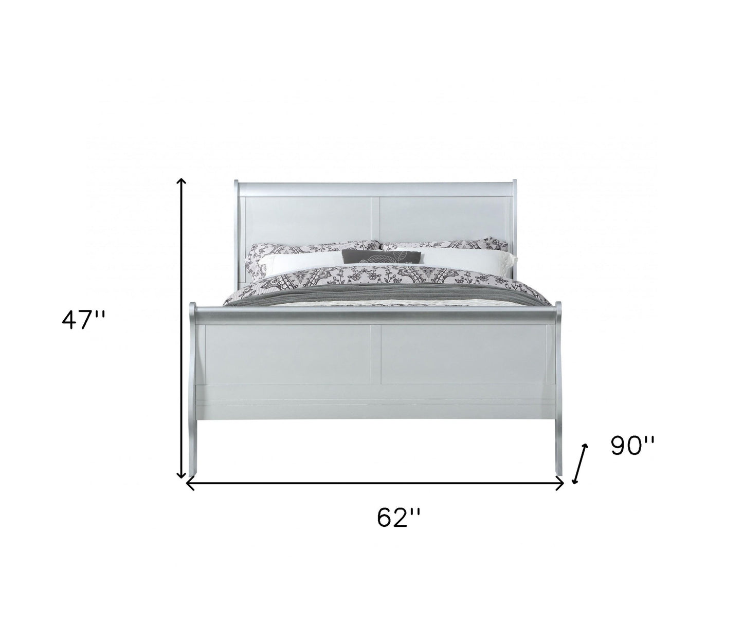 Off White Solid Wood Twin Bed Frame