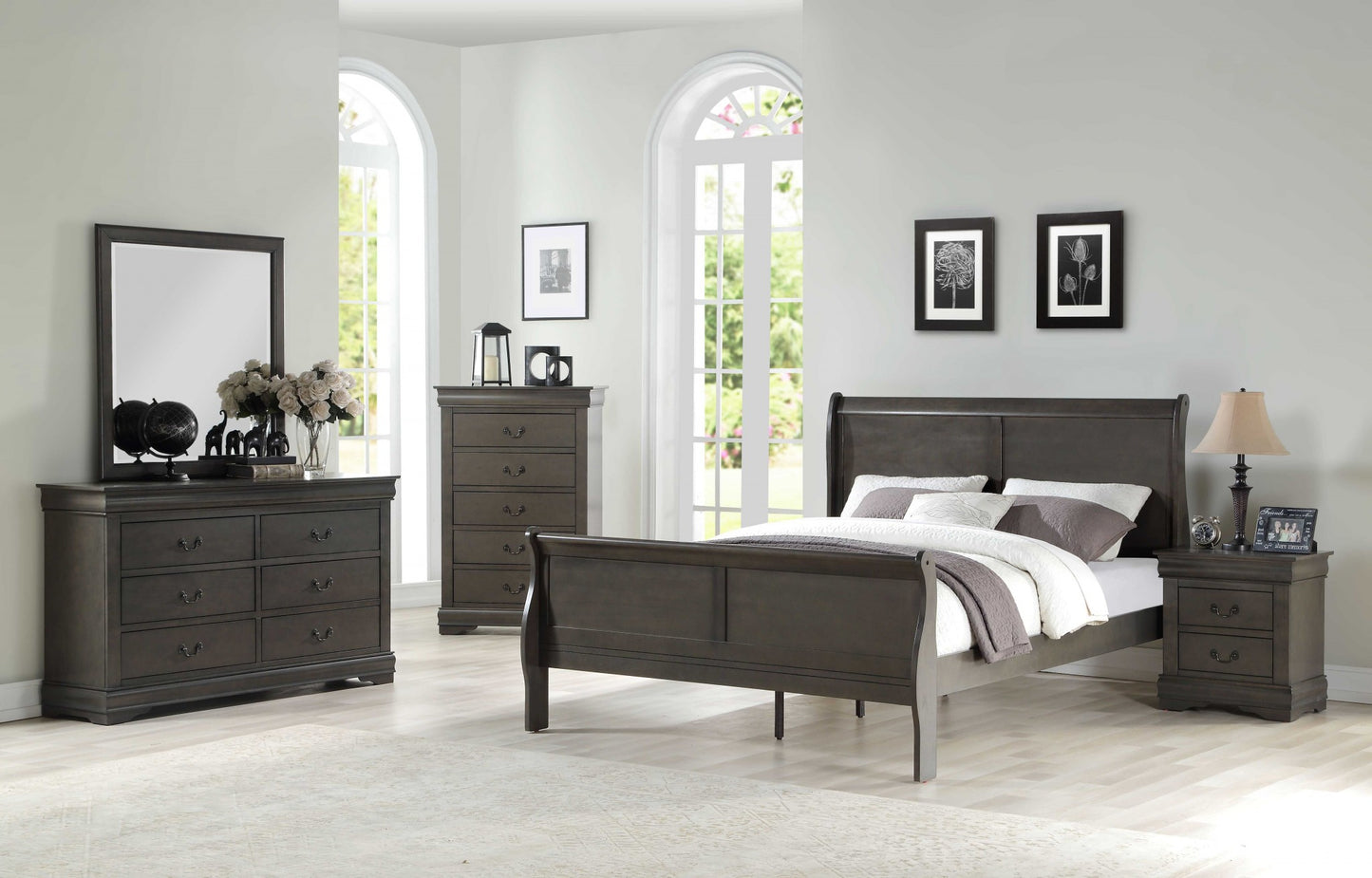 Queen Brown Sleigh Bed