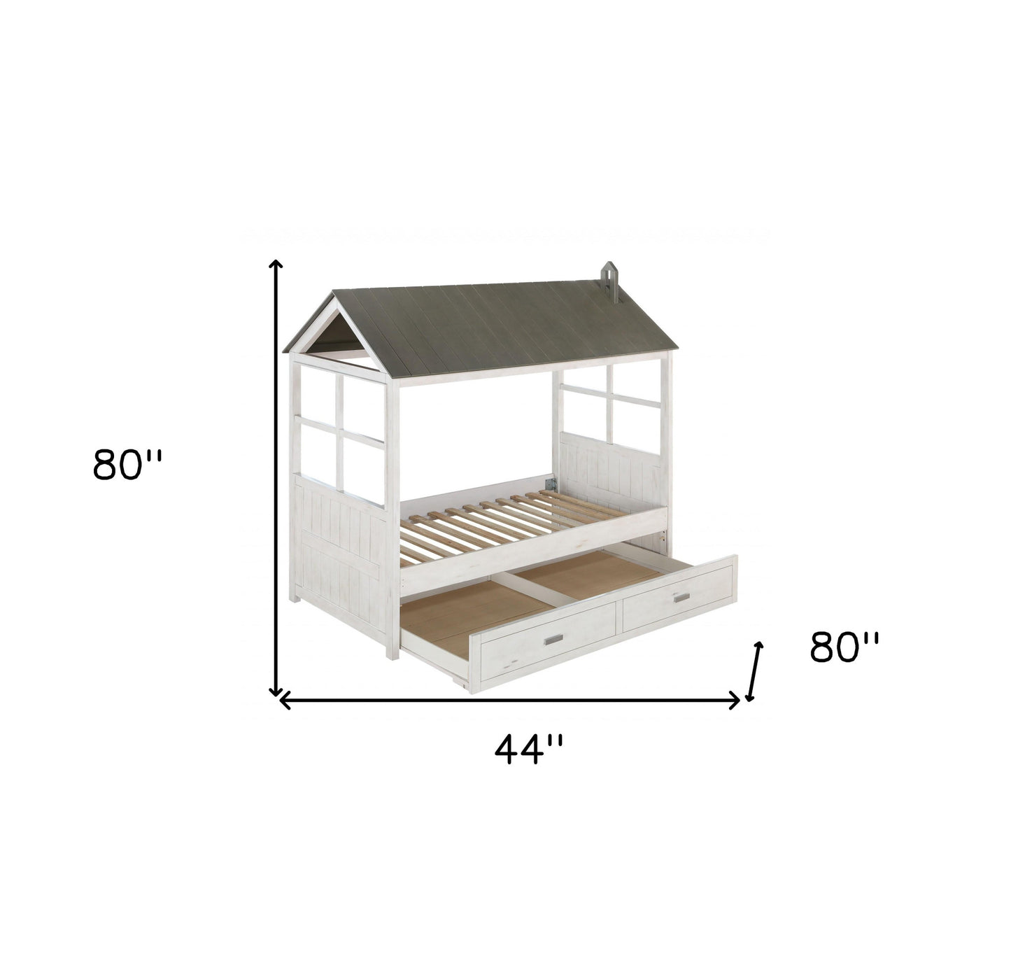 Twin White Two Drawers Bed