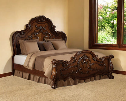 Brown Scrolling Wood California King Bed Frame