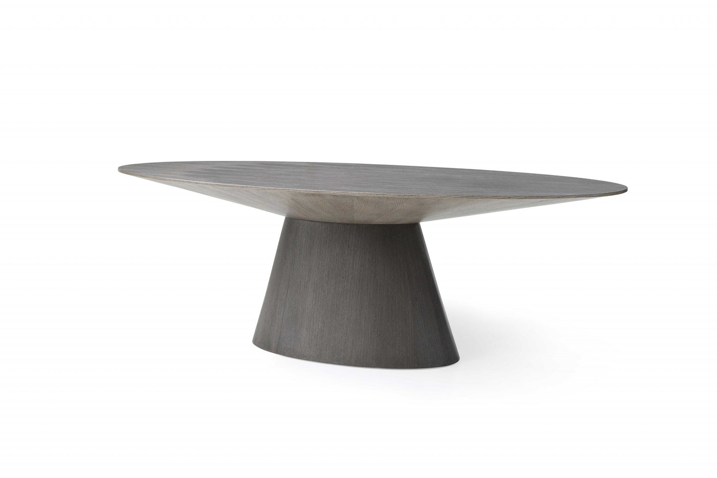 95" Gray Rounded Solid Wood Pedestal Base Dining Table