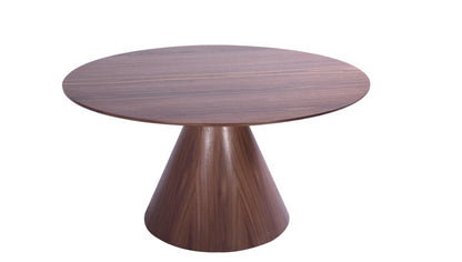 59" Brown Rounded Solid Wood Pedestal Base Dining Table