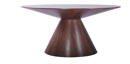 59" Brown Rounded Solid Wood Pedestal Base Dining Table