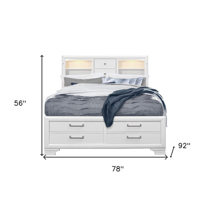 Solid Wood King White Eight Drawers Bed