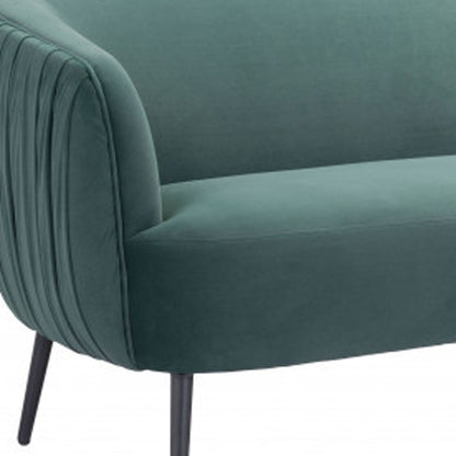 70" Green Velvet Sofa With Black Legs