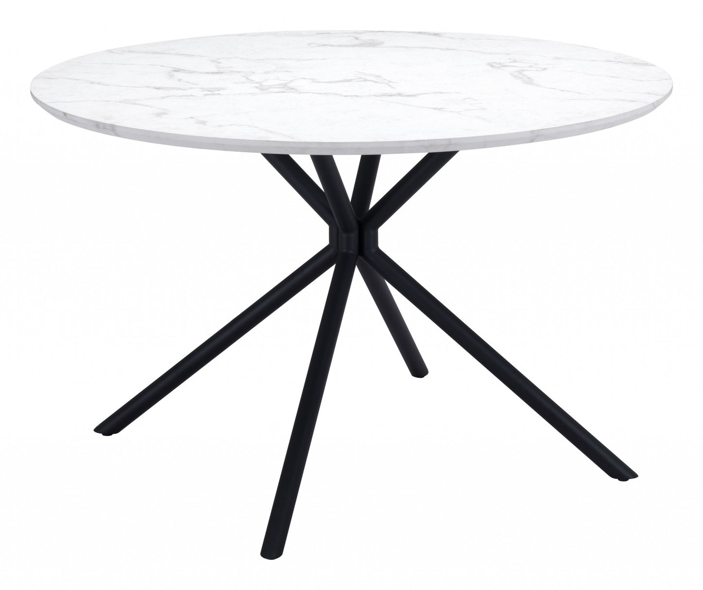 47" White And Black Rounded Steel Dining Table