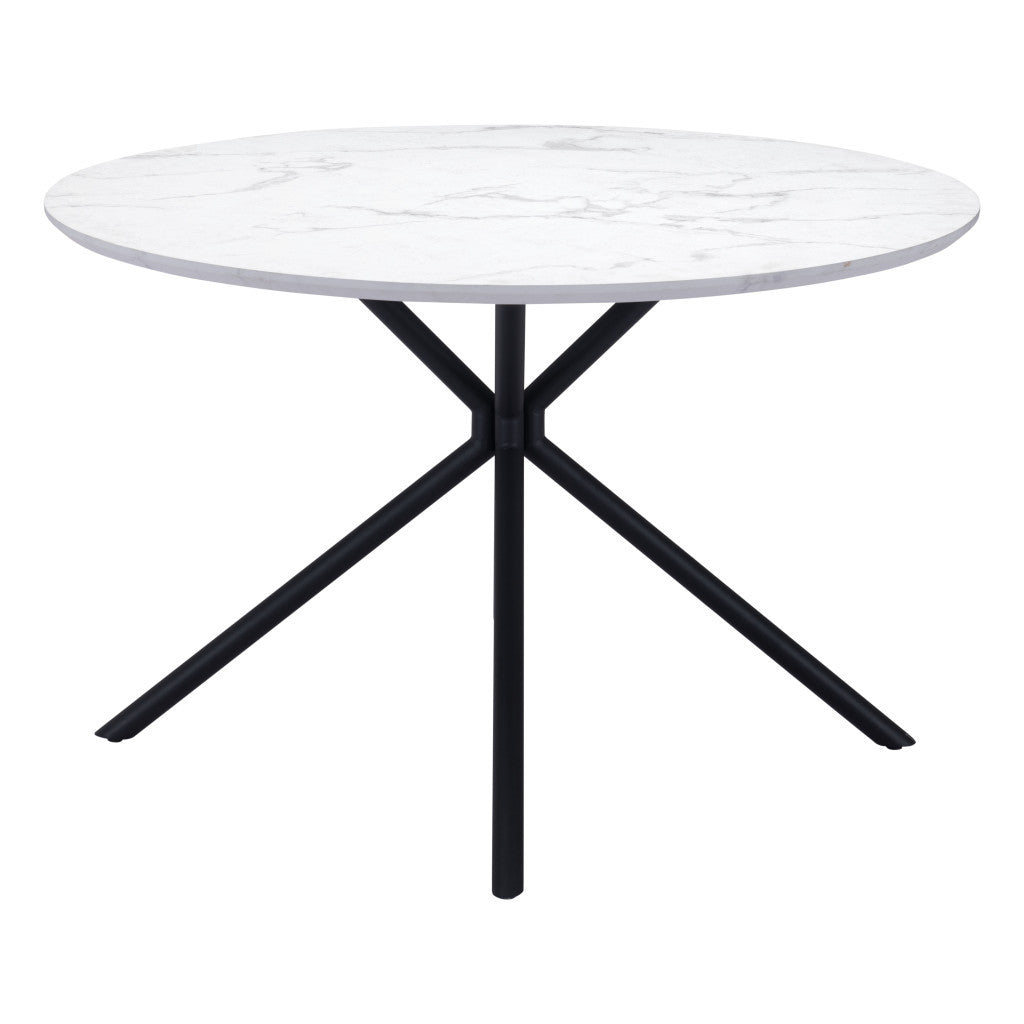 47" White And Black Rounded Steel Dining Table