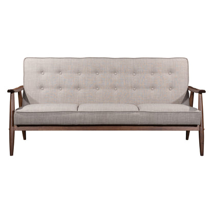 69" Beige Polyester Sofa With Brown Legs