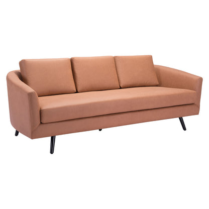 79" Brown Faux Leather Sofa With Black Legs