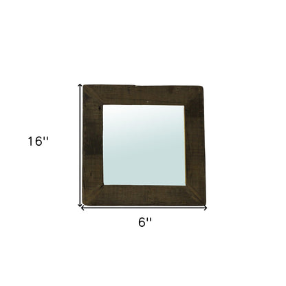 16" Brown Square Framed Accent Mirror