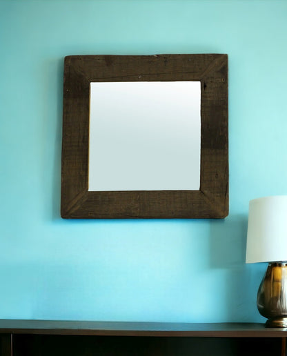 16" Brown Square Framed Accent Mirror