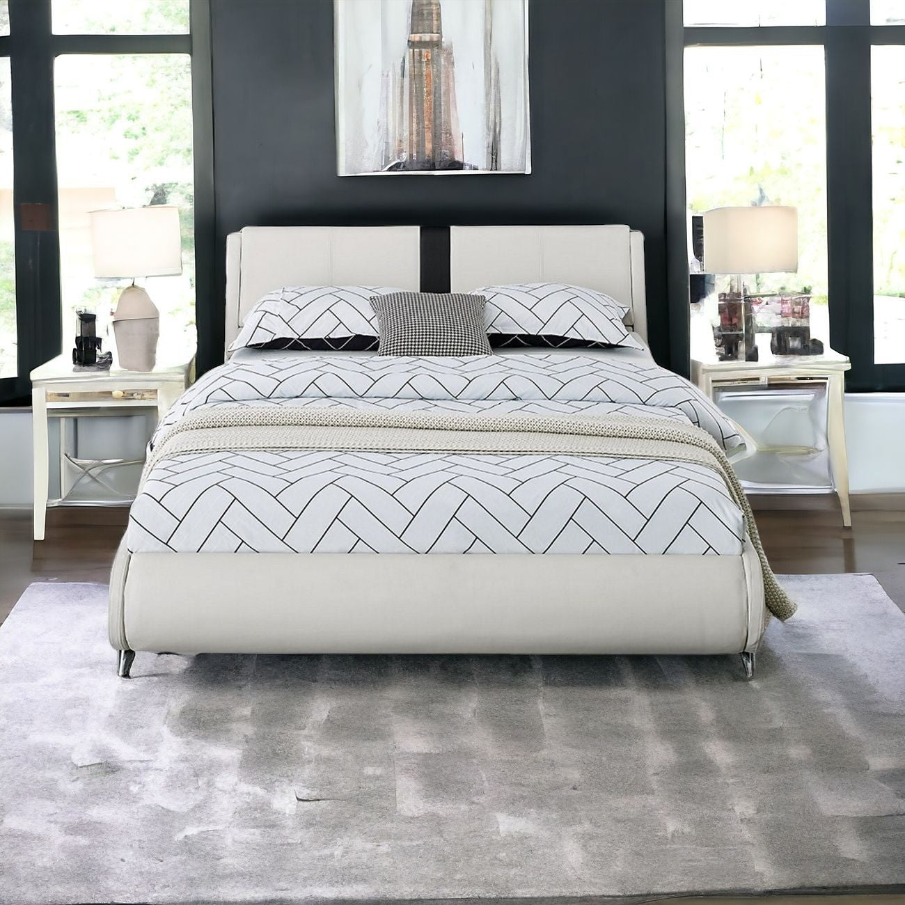 White Platform Queen Bed