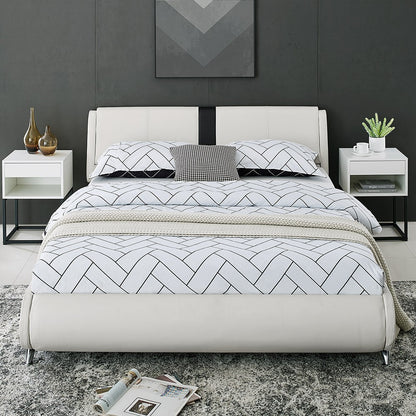 White Platform Queen Bed