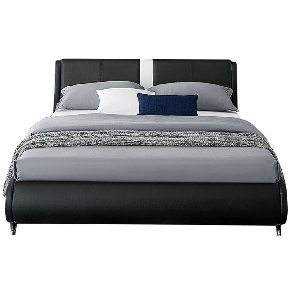 Black Platform Queen Bed with Two Nightstands