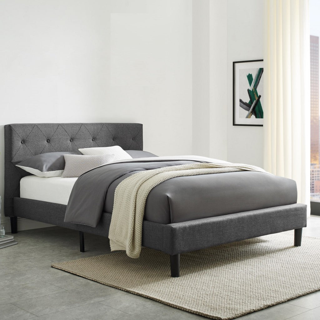 Grey Queen Platform Bed