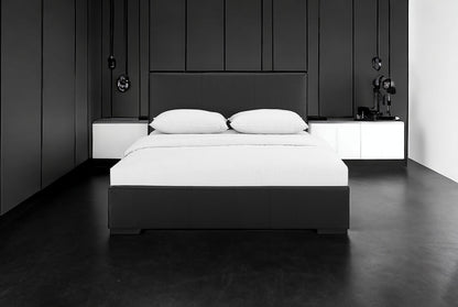 Grey Upholstered Queen Platform Bed