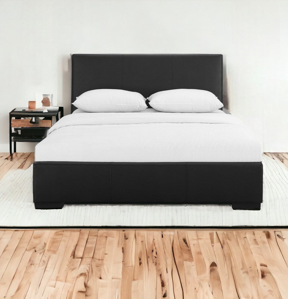 Grey Upholstered Queen Platform Bed