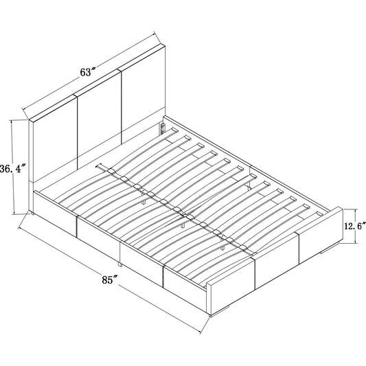 Solid Manufactured Wood Beige Standard Bed Upholstered With Headboard