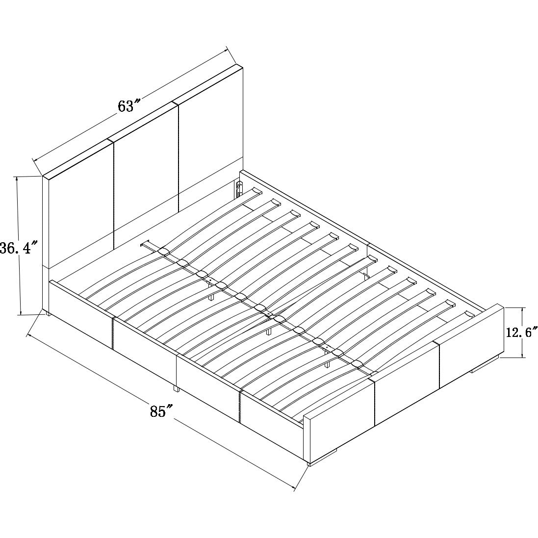 Solid Manufactured Wood Beige Standard Bed Upholstered With Headboard