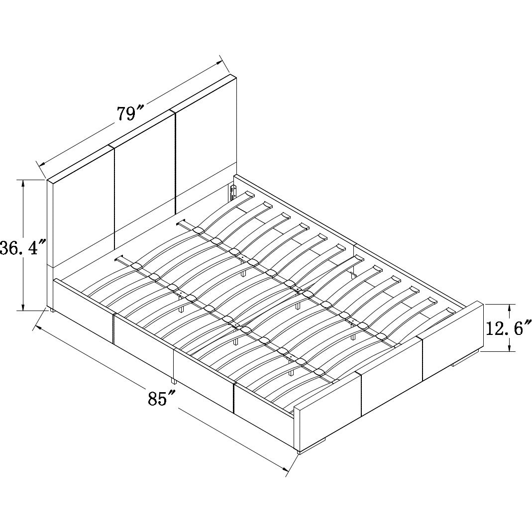 Solid Manufactured Wood Beige Standard Bed Upholstered With Headboard