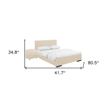 Solid Manufactured Wood Beige Standard Bed Upholstered With Headboard