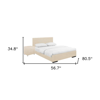 Solid Manufactured Wood Beige Standard Bed Upholstered With Headboard