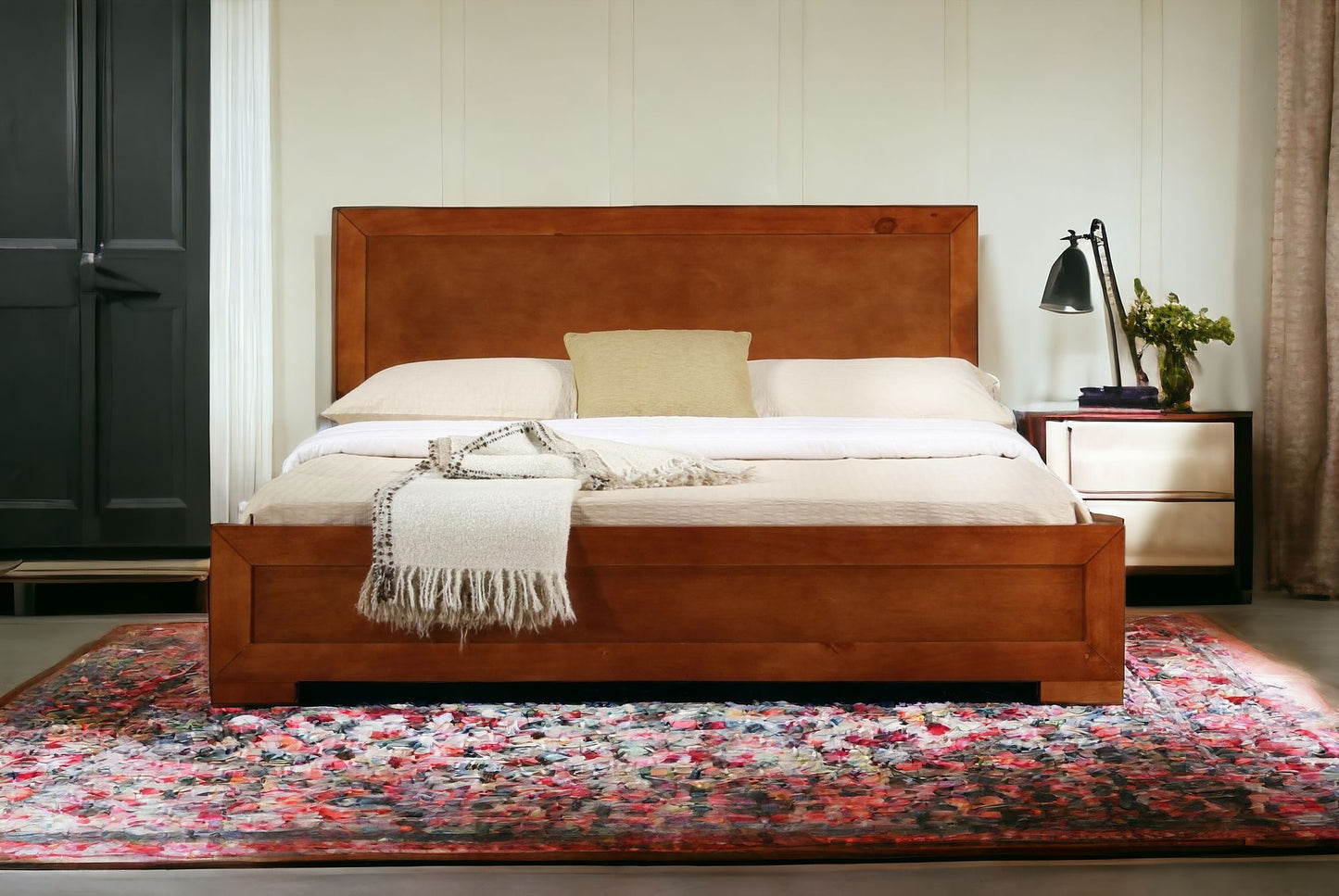 Walnut Wood Full Platform Bed