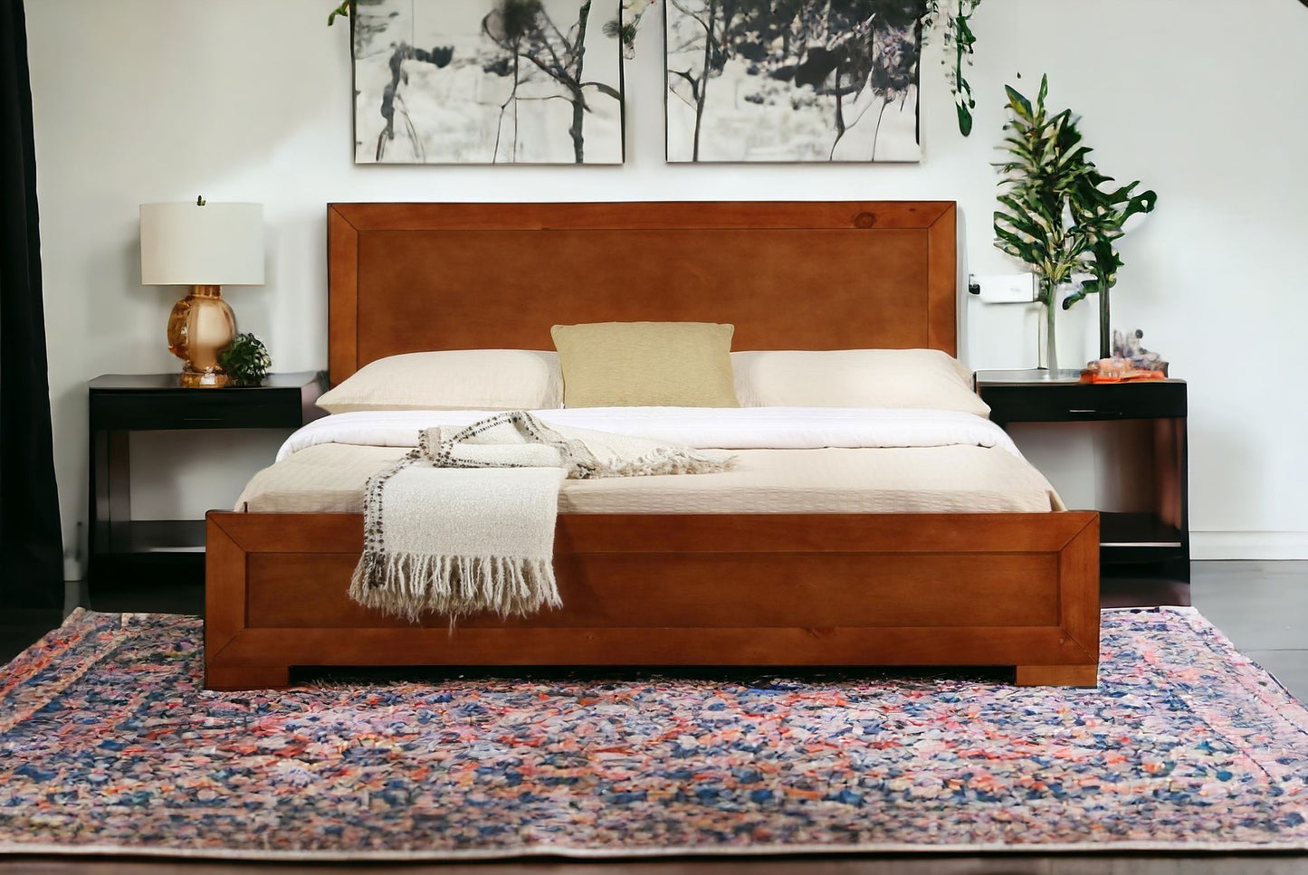 Walnut Wood Full Platform Bed