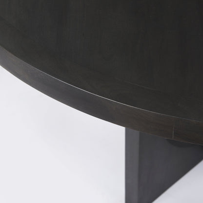 54" Black Rounded Solid Wood Pedestal Base Dining Table