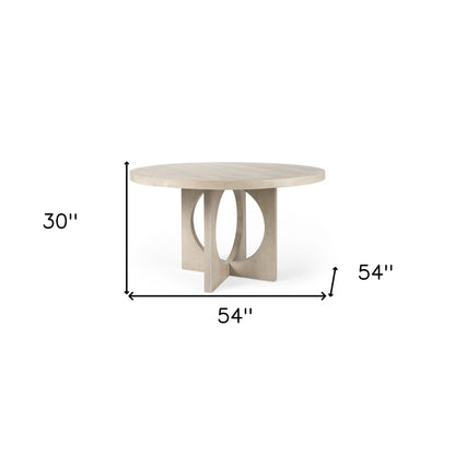 54" Natural Rounded Pedestal Base Dining Table