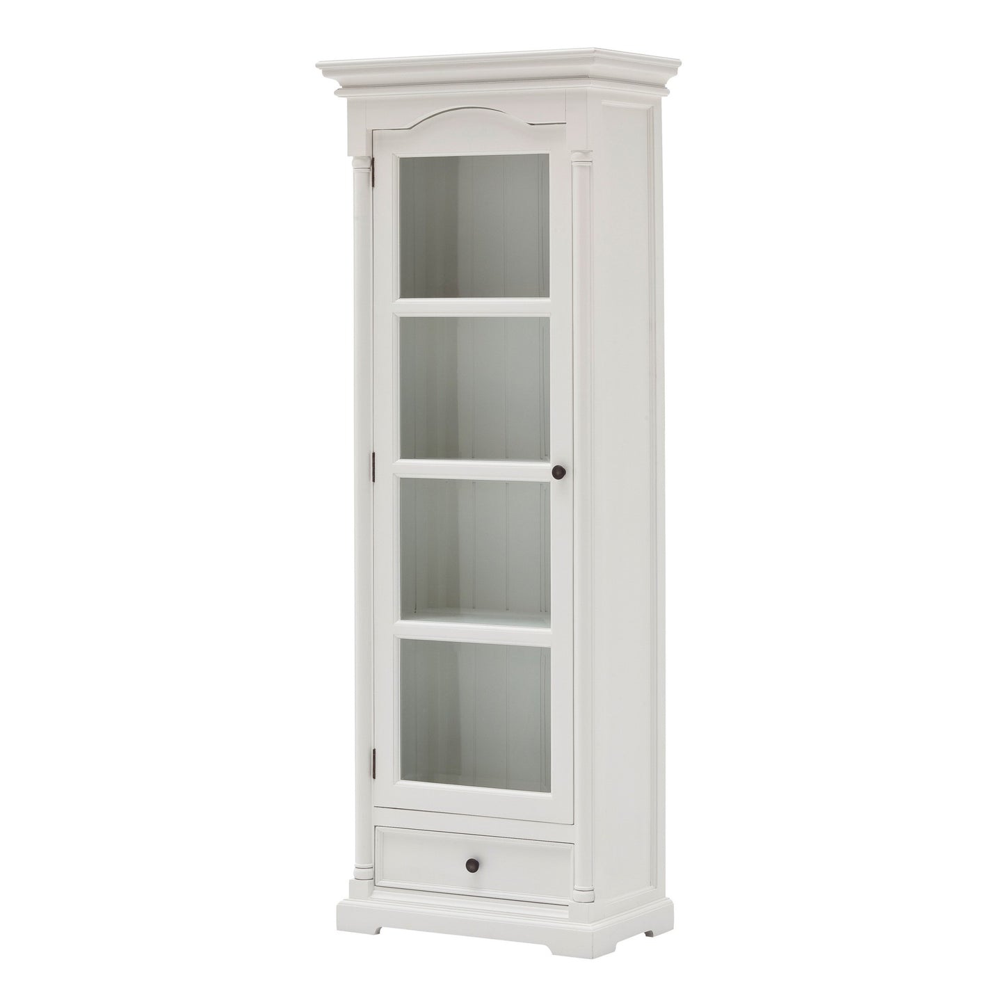 Traditional White and Glass Door Storage Cabinet