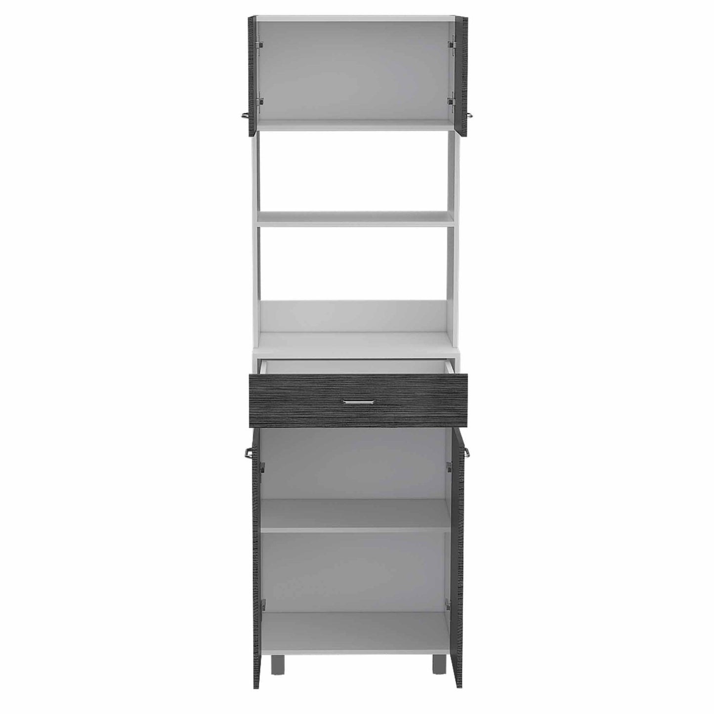 Modern Gray Stria Tall Kitchen Cart