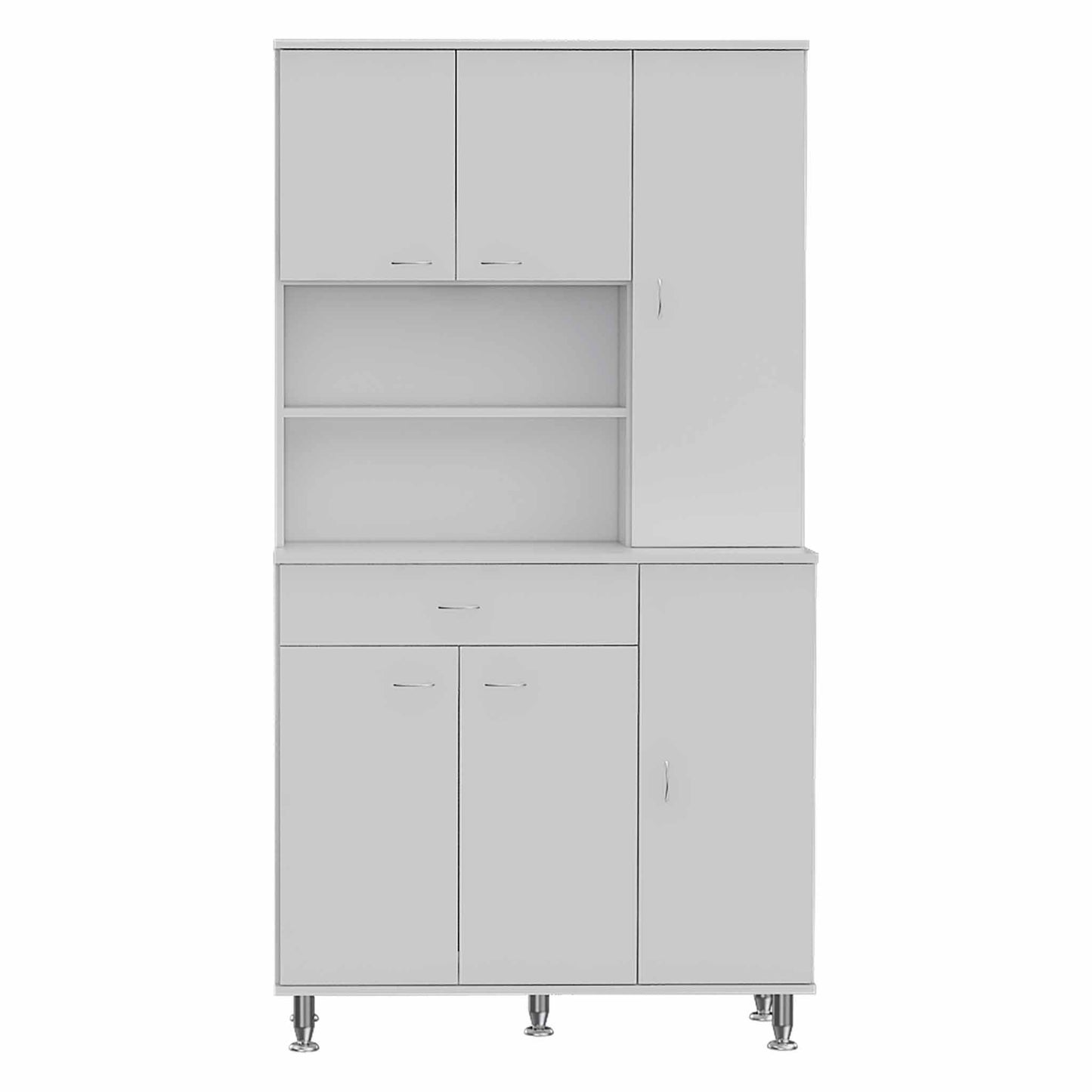 White Pantry Cabinet with Multiple Storage Shelves