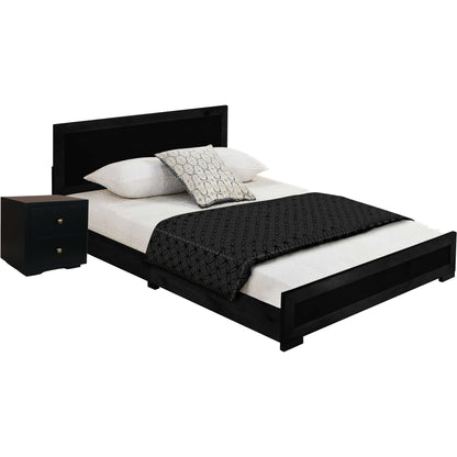 Moma Espresso Wood Platform Full Bed With Nightstand