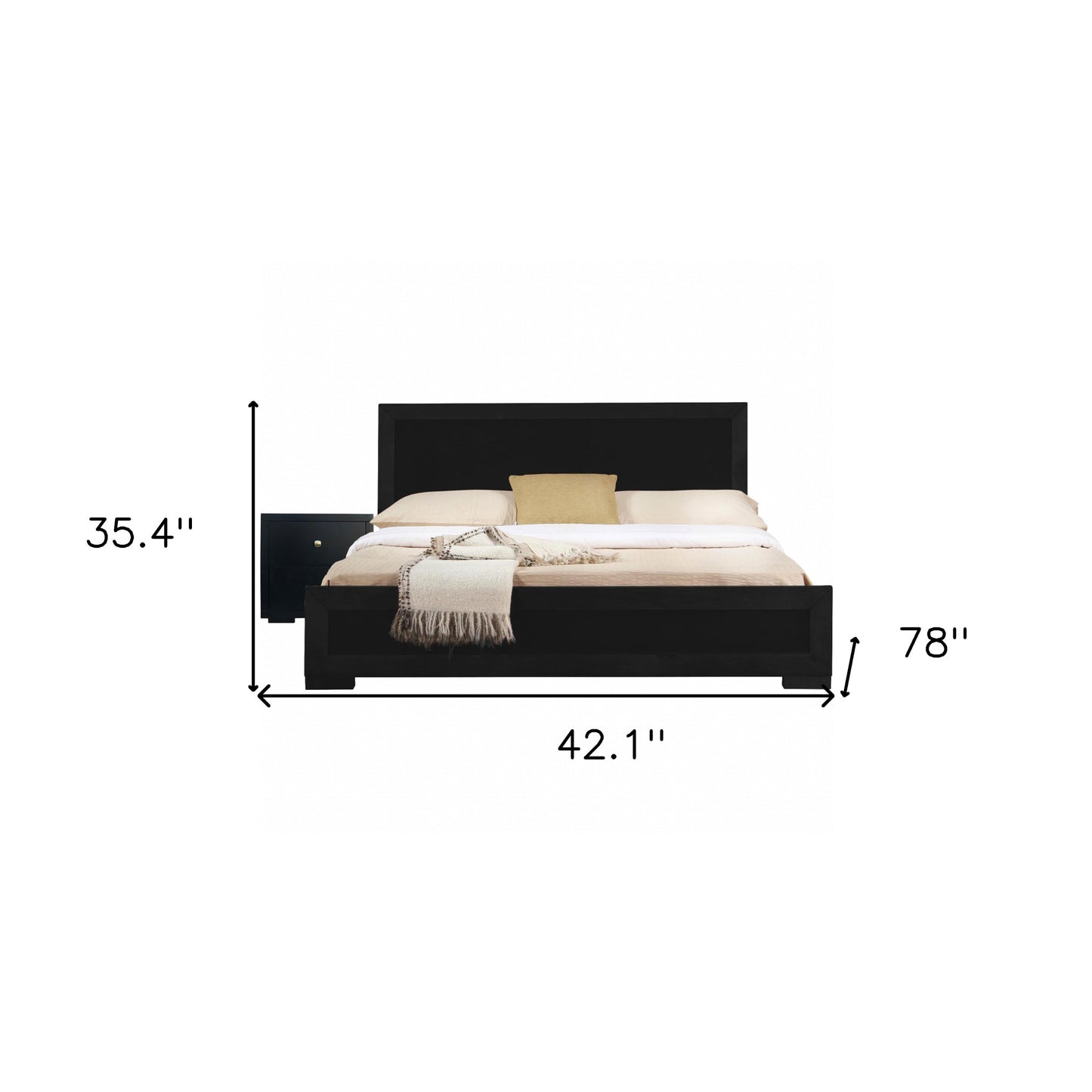 Moma Espresso Wood Platform Full Bed With Nightstand