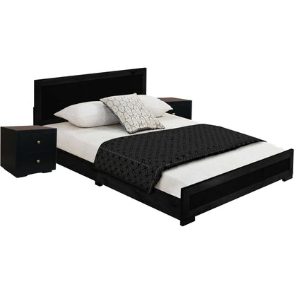 Moma Espresso Wood Platform Full Bed With Nightstand