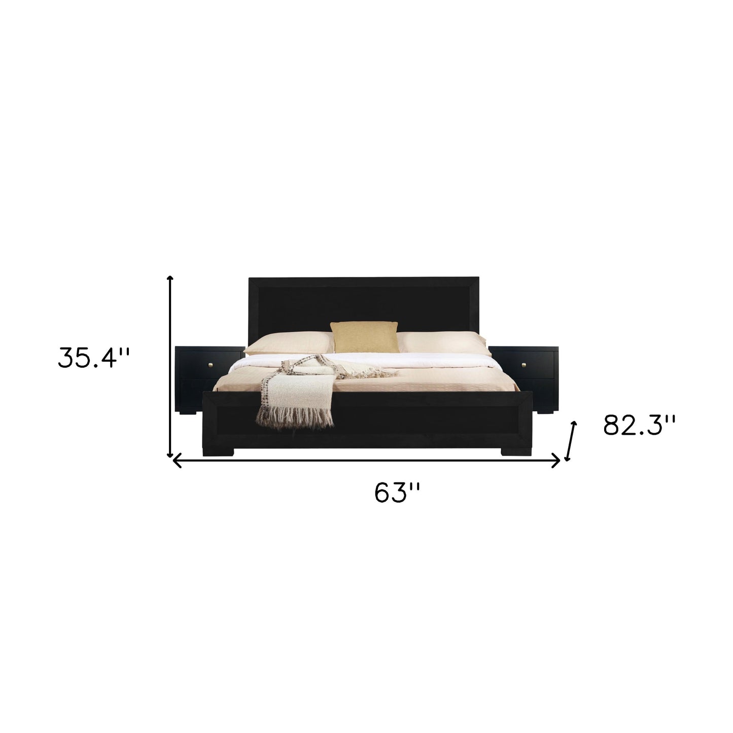 Moma Espresso Wood Platform Full Bed With Nightstand