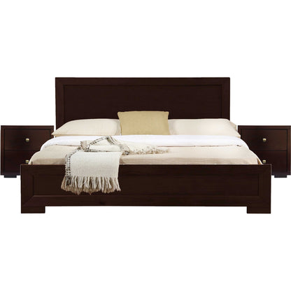 Moma Espresso Wood Platform Full Bed With Nightstand