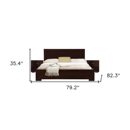 Moma Espresso Wood Platform Full Bed With Nightstand