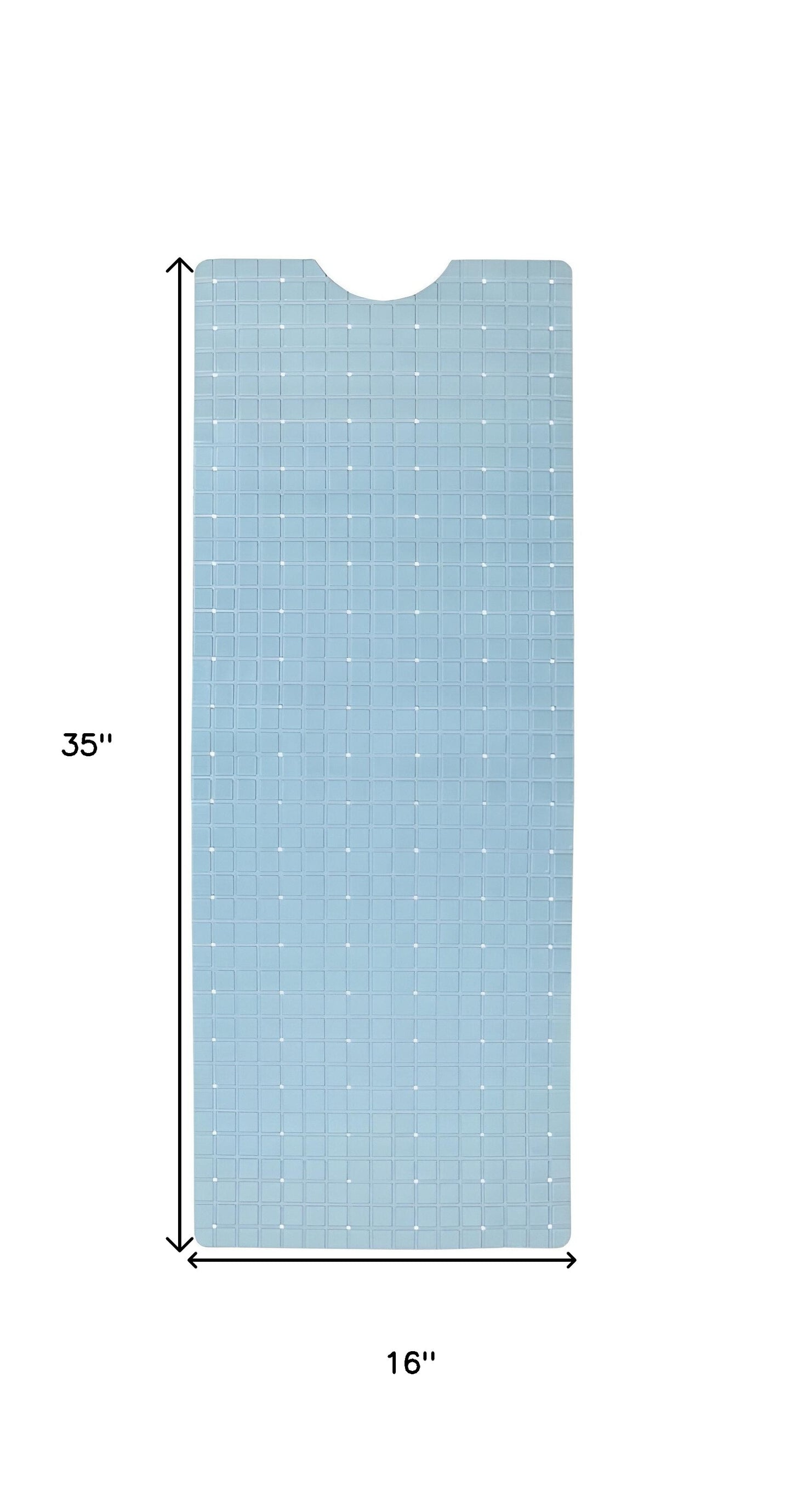 35" Light Blue Geometric Tiles Non Slip Bathtub Mat