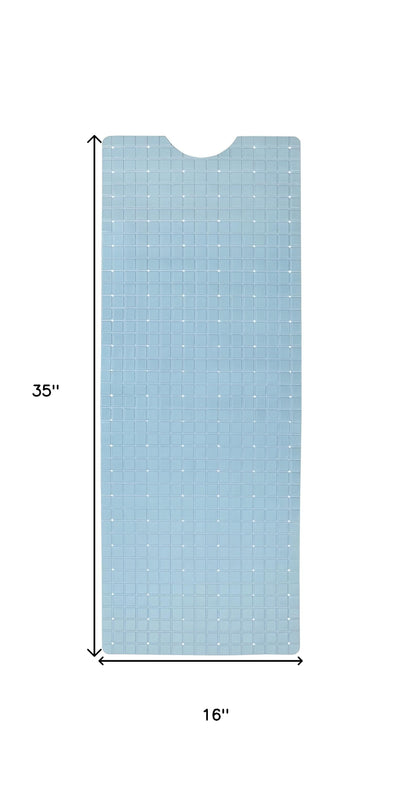 35" Light Blue Geometric Tiles Non Slip Bathtub Mat