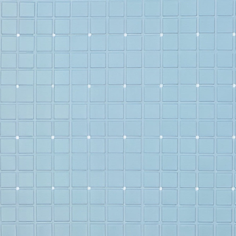 35" Light Blue Geometric Tiles Non Slip Bathtub Mat