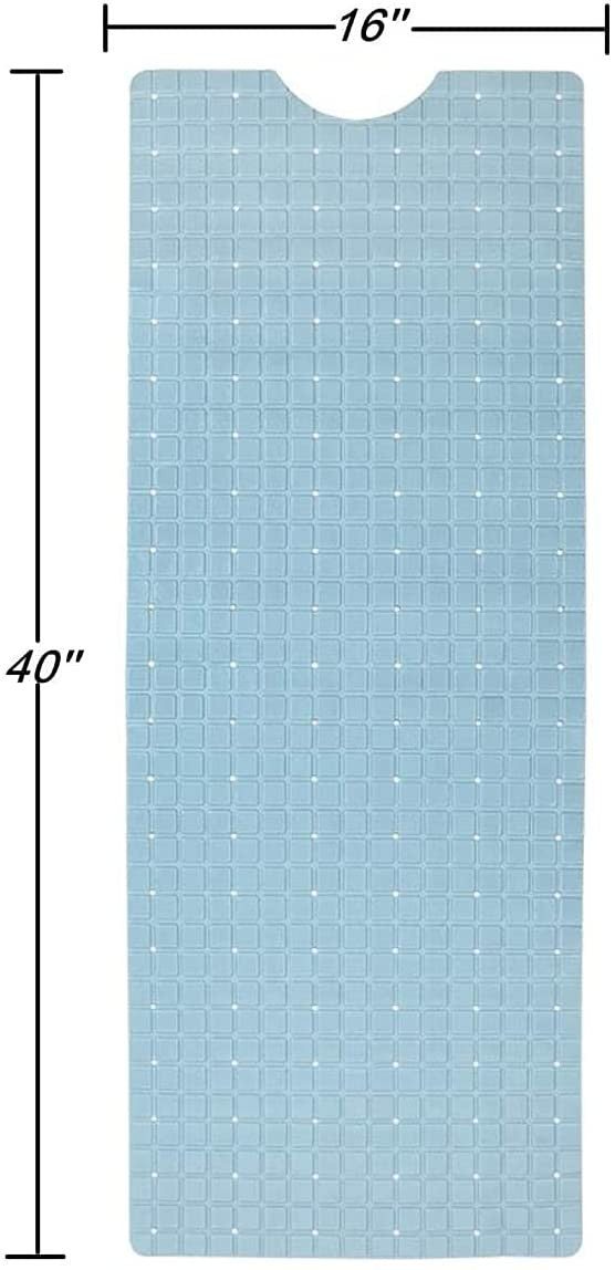 35" Light Blue Geometric Tiles Non Slip Bathtub Mat