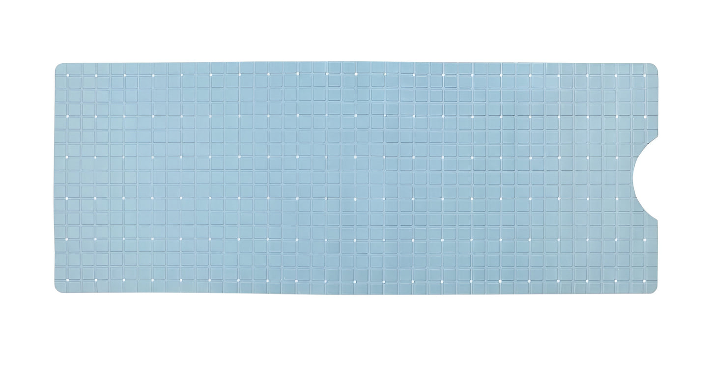 35" Light Blue Geometric Tiles Non Slip Bathtub Mat