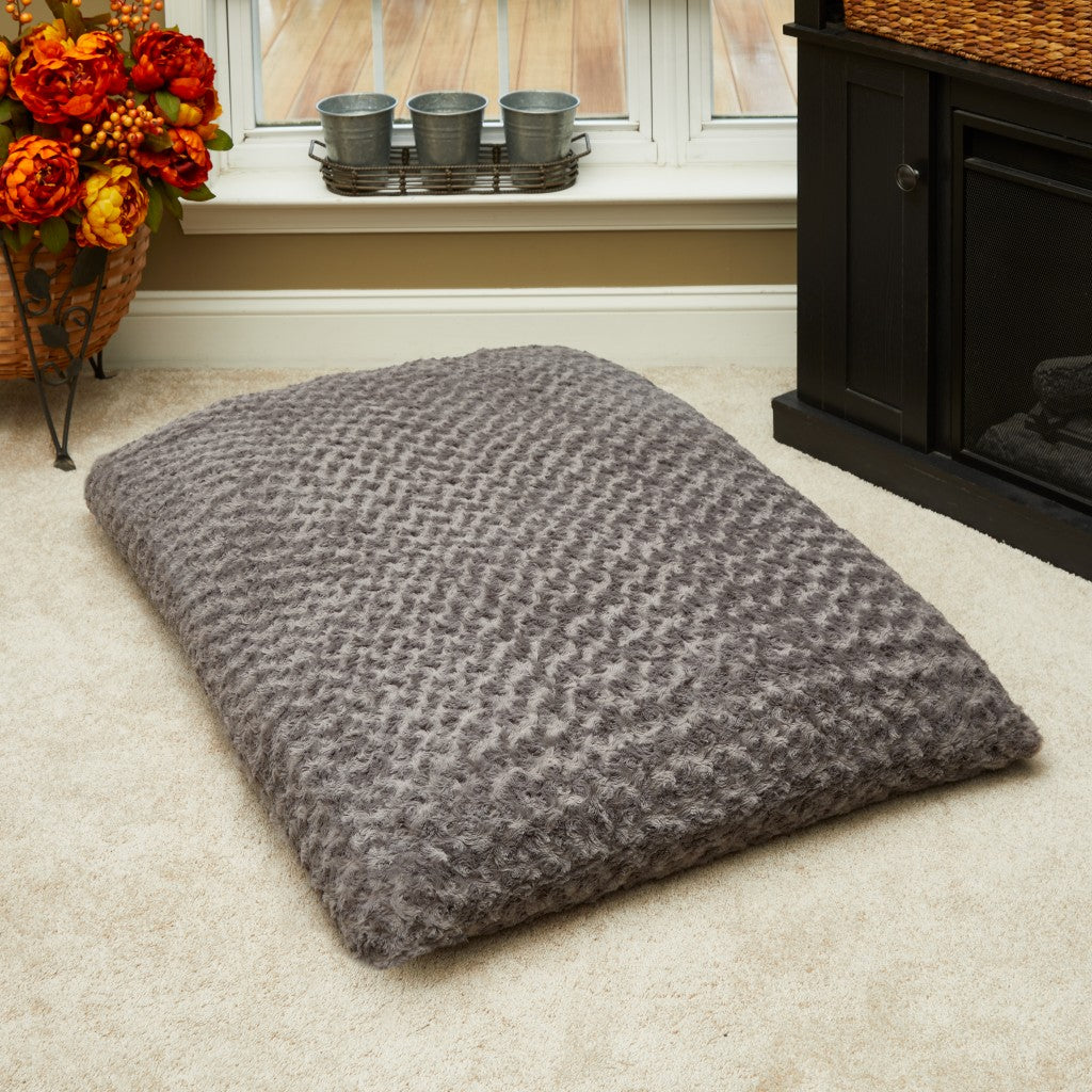 Gray 2" x 3" Lux Faux Fur Rectangle Pet Bed