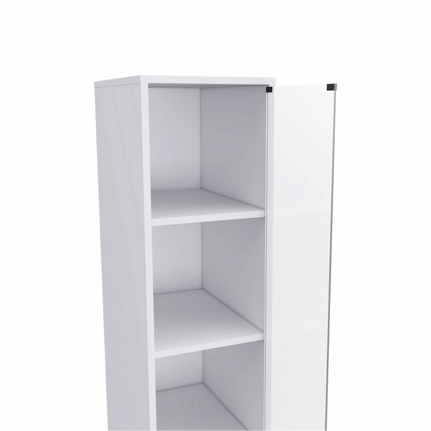 White Bathroom Storage Cabinet with Glass Door and Sliding Drawers