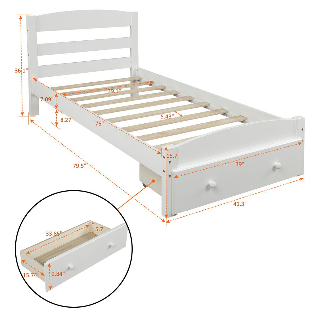 Twin White Upholstered Bed